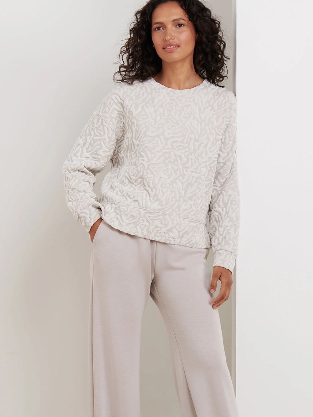 Peter Millar Flora Melange Marble Knit 2 Piece Lounge Golf Track Pants And Crew